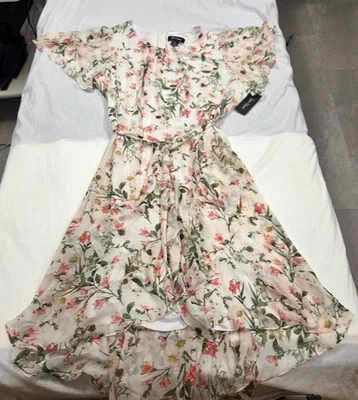 Vestido midi Jessica Howard para mujer rosa crema verde floral manga acampanada talla 22W Foto 1 de 4