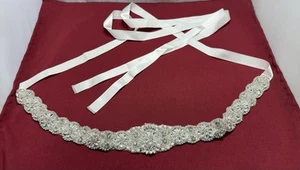 Cinturón de novia de diamantes de imitación faja de boda cuentas de cristal cinturón hecho a mano para vestidos de novia - Imagen 1 de 14