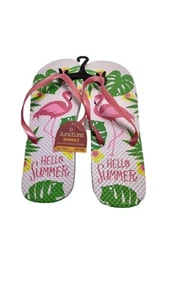 A Hello Sommer-Flip-Flops Sandale pink Flamingo Damen Large L Größe 9 10 - Bild 1 von 3