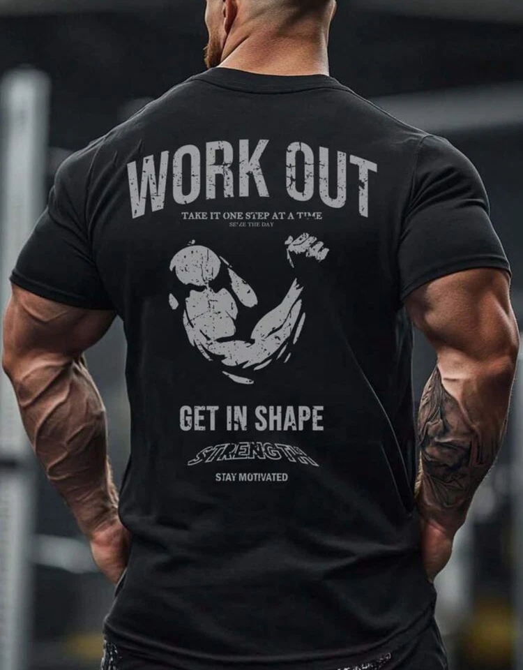 Work out Get in Shape Herren Fitness Shirt Gym Training Bodybuilding bis 8XL - Bild 1 von 4