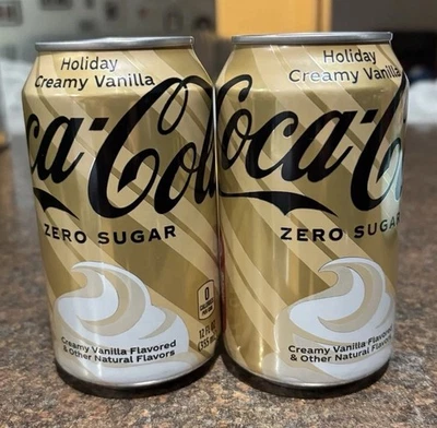 NEW LIMITED EDITION COCA COLA HOLIDAY CREAMY VANILLA SODA ZERO SUGAR (2 Cans) - Image 1 of 2