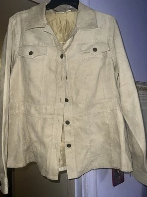 Camisa/chaqueta vintage para mujer Cato beige claro talla XL, material similar a gamuza Foto 1 de 4