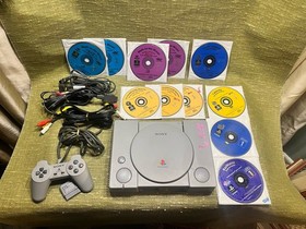 Sony PS1 Original Console System Bundle - 2 controllers 10 Games Read Descriptio