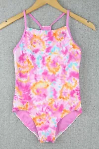 Speedo Youth Girls 1-piece Swimsuit Size L 12/14 , XL 16 , Pink Tie dye UPF 50+ - Picture 1 of 9