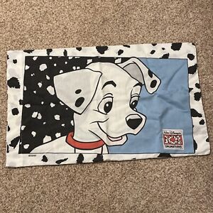 Vtg 90s Disney 101 Dalmatians Pillow Case Lucky Puppy Red Blue Standard USA
