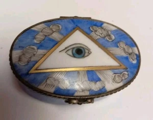 Boite a bijoux porcelaine franc maçonnerie - Picture 1 of 4