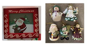 Holiday Treasures 4 Resin Christmas Ornaments Hand Crafted Wood Gift Box NEW - Picture 1 of 8