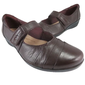 Clarks KENNON Mary-Jane Flats Womens Size 8.5M Brown/Burgundy Leather Moccasin - Picture 1 of 7