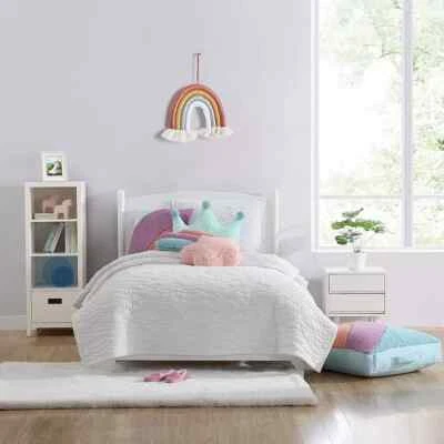 2 pc Koolaburra By UGG White & Multicolor Squiggl Twin Quilt & Sham Set $140 NIP - Image 1 of 4