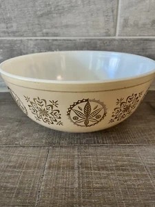 Vintage Pyrex 404 Promotional Gold Hex Signs Beige Gold Mixing Bowl 4 Quarts - Picture 1 of 8