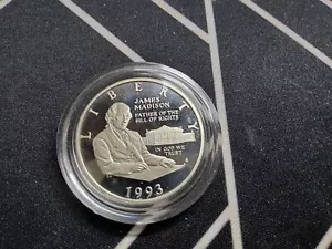 1993-S James Madison Proof Silver Half Dollar in a Plastic Case - Picture 1 of 2