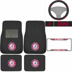 New Set NCAA Alabama Crimson Tide Car Truck Floor Mats Steering Wheel Cover More - Picture 1 of 10