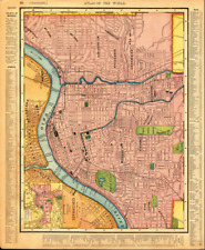 1909 Vintage Map "Cincinnati" Color Map From Rand McNally Atlas