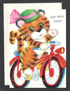 De colección CORONACIÓN Sin Usar Niños PONTE BIEN Tarjeta y Env PUZZLE Interior Tigre y Bicicleta - Imagen 1 de 6