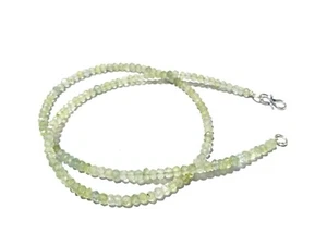 18"inch Necklace Natural Prehnite Rondelle Faceted 3-4mm Gemstone Beads, S Lock - Picture 1 of 4