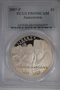 2007 P Jamestown $1 Silver 400th Anniversary coin-PCGS PR69 DCAM - Picture 1 of 2