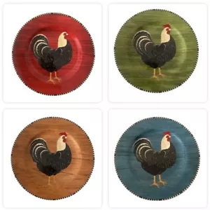 Sakura Warren Kimble Rooster Salad Plates Set of 4 Easter Theme Plate Multicolor - Picture 1 of 10