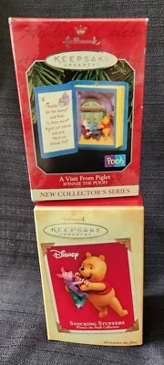 Vtg Lot 2 Hallmark Winnie The Pooh & Piglet Keepsake Christmas Tree Ornaments - Image 1 of 4