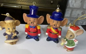 Lot Of 4 Vintage Mice Ornaments One Enesco Two Soldiers One Marked Made In Hong - Picture 1 of 8