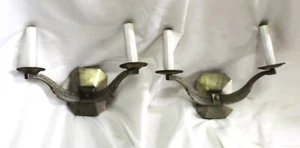 Art Deco Style wall sconces , Solid Brass , Antique Silver Finish ,pair - Picture 1 of 7