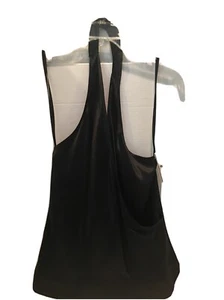 $29.50 New york and company 100% Silk Halter Top Sz 10 Black - Picture 1 of 11