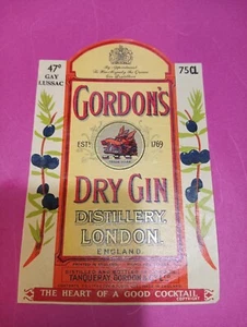 GORDONS DRY GIN altes etikett ALKOHOL Flaschenetikett - Bild 1 von 1