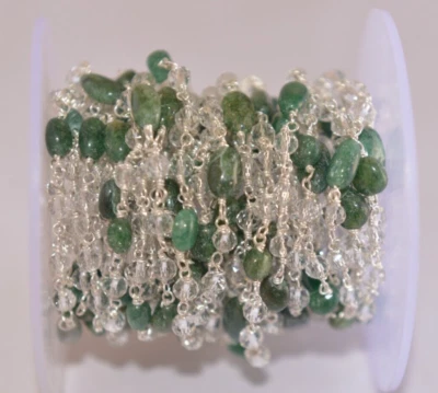 Rollo para hacer joyas a granel cadena rosario cuentas de cristal ovaladas y 4 mm piedras preciosas verdes Foto 1 de 4