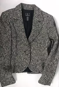 INC Black/Silver Wool Blend One Button Women's Blazer Size 8 - Picture 1 of 15