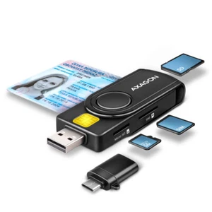 AXAGON CRE-SMP2A USB Smart Card & SD/microSD/SIM Card PocketReader - Afbeelding 1 van 5