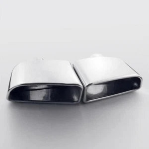 Stainless Steel 2.5" In Exhaust Tips Dual 7.3"x3.15" Out Slant Cut Rolled Pair - Picture 1 of 5