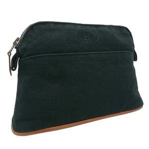 HERMES Polide Pouch Mini Cosmetic Pouch Black Canvas France - Picture 1 of 23