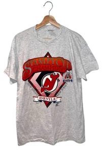 New Jersey Devils Logo Athletic NHL Stanley Cup Champions Sz. L Vintage 1995 - Picture 1 of 7
