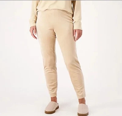 Denim & Co Comfort Zone Velour Slim Straight Pants Size 4X Oat A553911 - Image 1 of 3