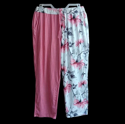 Pantalones de salón para mujer cintura elástica corbata frontal bloques de colores talla 1XL Foto 1 de 4