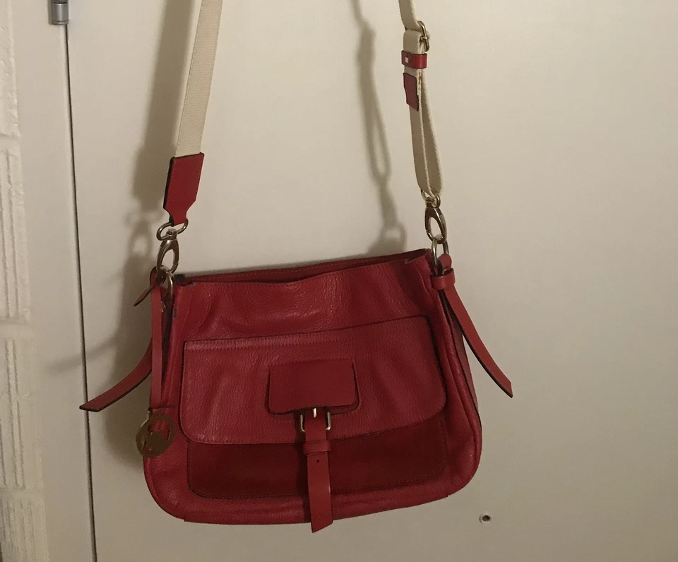 Bolso de cuero rojo para mujer A. Bellini hecho en Italia  Foto 1 de 4