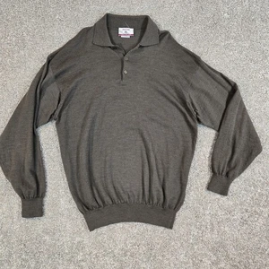 Vintage Royal Class 100% Wolle Strick Kragen Polo Braun Herren L Made in Italy - Bild 1 von 10