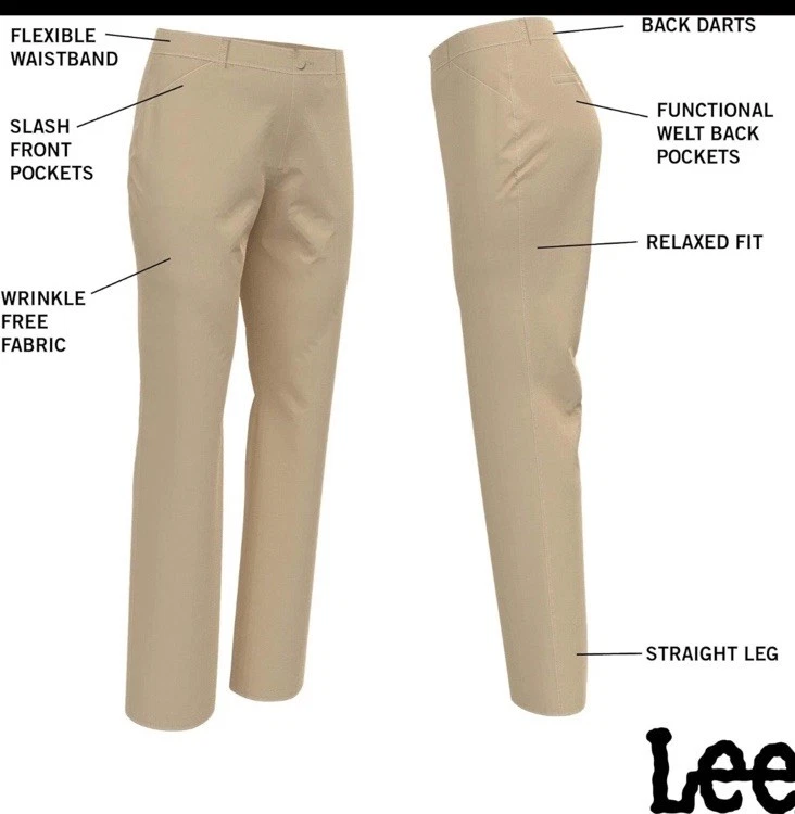 Lee Wrinkle Relaxed Fit Straight Leg Pants Color Flax Size 12 M