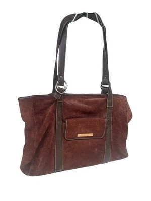 Etienne Aigner Chocolate Brown Suede Leather Tote Shoulder Bag Footed - Image 1 of 4