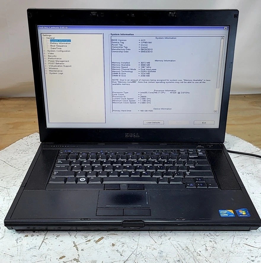 Laptop Dell Latitude E6510 Intel I7 M 620 3GB 160GB VER NOTAS Foto 1 de 4