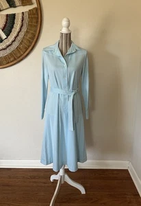 Vintage 70s Just Mort Blue Large Collar Disco Dress Woman's S/M - Picture 1 of 10