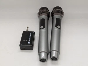 2.4GHz wireless microphone dual handheld mic vocal karaoke system 1/4" receiver - Picture 1 of 16