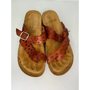 Yokono Damengröße 8 braune Ledersandalen Schnalle bequem Korkfußbett - Bild 1 von 7