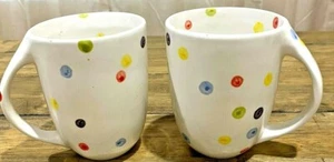 Vtg  Neto & Gomes Coffee Mugs  Portugal Colorful Dots Set Of 2 Rare! - Picture 1 of 4