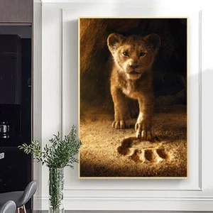 Animal Wall Art Posters Print On Canvas Painting Little Lion Picture Home Decor - Picture 1 of 8