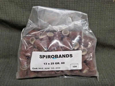 100x York 13 X 25MM Abrasive Spiral Bands Aluminium Oxide 60 Grit spirobands