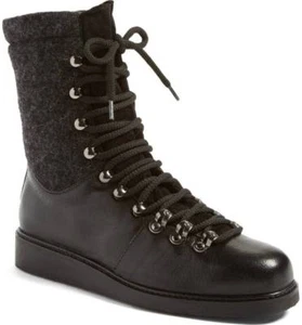 Alberto Fermani Italy ALVARA Lace-Up Boot NEW Women 10.5 MOTO Leather BLACK $535 - Picture 1 of 5