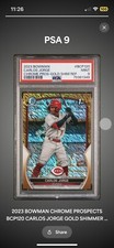 2023 Bowman Chrome Prospects BCP120 Carlos Jorge Gold Shimmer Refractor /50