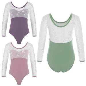 Girls Jumpsuit Ballerina Leotard Gymnastics Bodysuit Floral Pattern Sportwear - Picture 1 of 33
