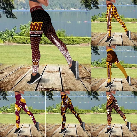 Washington Commanders Womens Yoga Pants High Waist Leggings Slim Workout Pants Cover