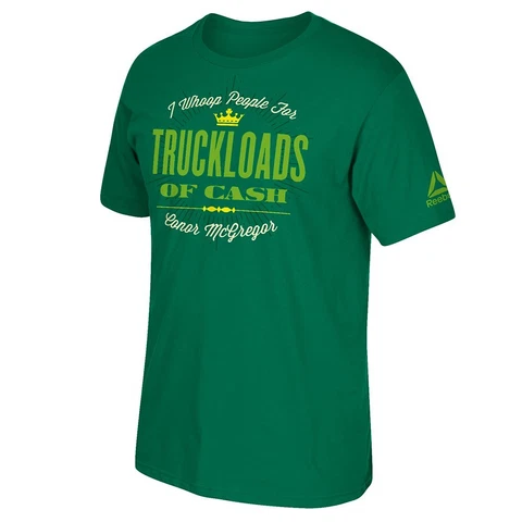 Conor McGregor UFC Reebok Men's Green "Truckloads" Graphic T-Shirt Cover